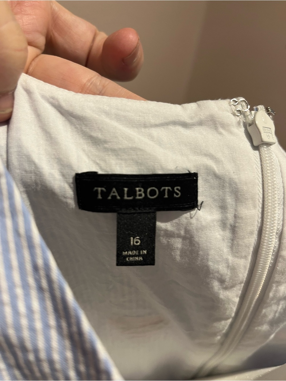 Talbots Blue and White Striped Dress with Sleeveless Cut - Picture 4 of 4